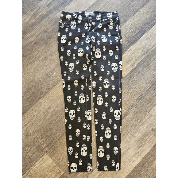 Tripp NYC Emo Goth Punk Rocker White/Black Toxic Skull T- Jeans Pants Skinny 27 - Picture 2 of 7